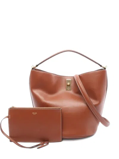 Pre-owned Celine 2010s Teen Bucket 16 Leather Tote Bag In Brown