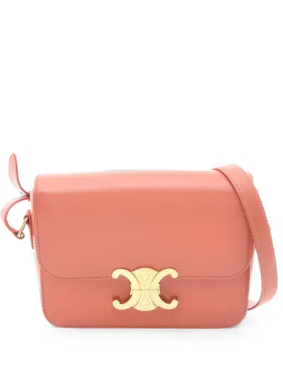 Pre-owned Celine 2010s Teen Triomphe Shoulder Bag In Orange