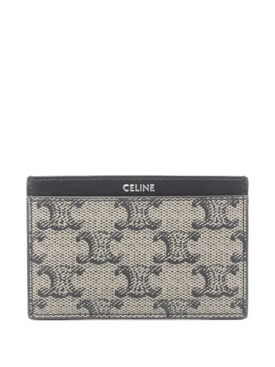 Pre-owned Celine 2010s Triomphe Card Holder In Neutral