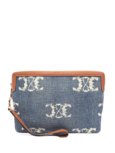 Pre-owned Celine 2010s Triomphe Clutch Bag In Blue