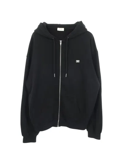 Pre-owned Celine 2010s Triomphe Embroidery Hoodie In Black