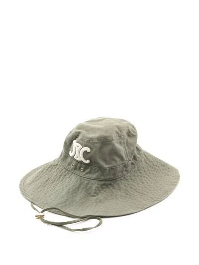 Pre-owned Celine 2010s Triomphe Hat In Green