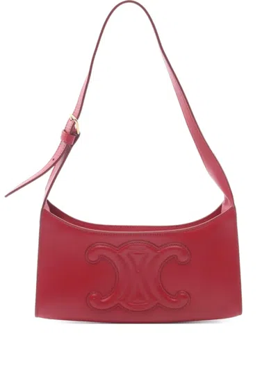 Pre-owned Celine 2010s Triomphe Leather Shoulder Bag In Red