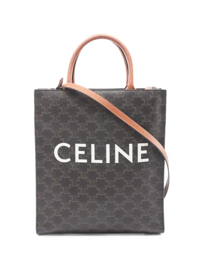 Pre-owned Celine 2010s Triomphe Logo-print Tote Bag In Brown