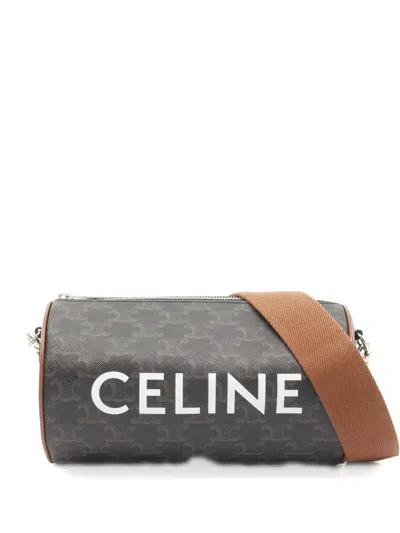 Pre-owned Celine 2010s Triomphe Monogram Cylindrical Shoulder Bag In Brown