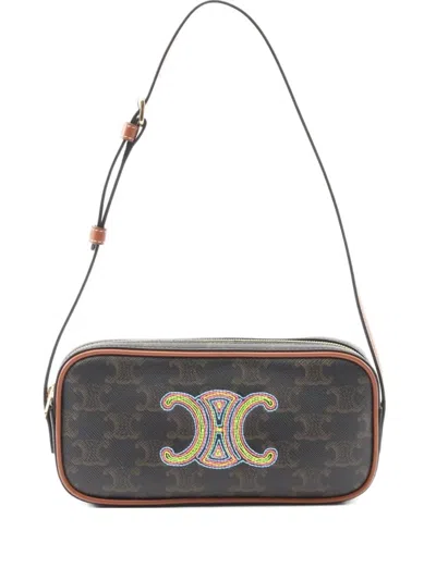 Pre-owned Celine 2010s Triomphe One Shoulder Bag In Black