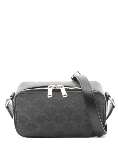 Pre-owned Celine 2010s Triomphe-pattern Shoulder Bag In Black