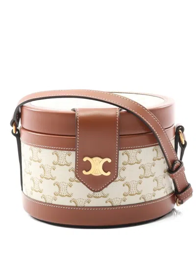 Pre-owned Celine 2010s Triomphe-pattern Shoulder Bag In Neutral