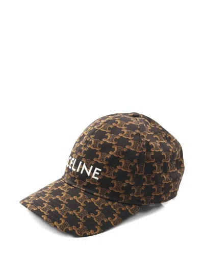 Pre-owned Celine 2010s Triomphe Patterned Baseball Cap In Brown
