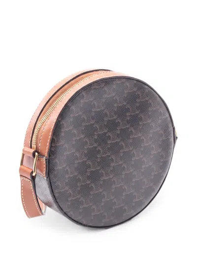 Celine 2010s Triomphe Round Shoulder Bag In Black