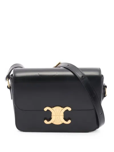 Pre-owned Celine 2010s Triomphe Shoulder Bag In Black