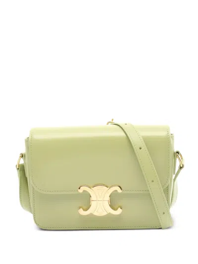 Pre-owned Celine 2010s Triomphe Shoulder Bag In Green