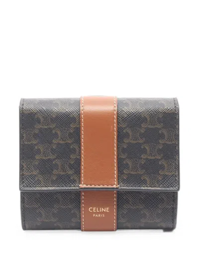 Pre-owned Celine 2010s Triomphe Trifold Wallet In Black