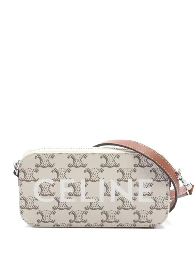 Pre-owned Celine 2010s Triomphe-pattern Mini Bag In Neutral
