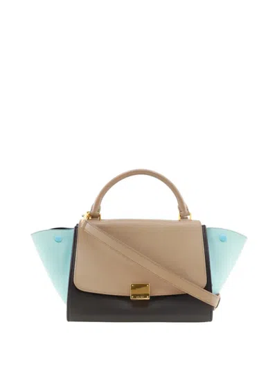 Pre-owned Celine 2011-2016 Small Tricolor Leather Trapeze Satchel In Black