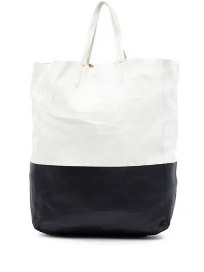 Pre-owned Celine 2011 Bicolor Leather Vertical Cabas Tote Bag In Black