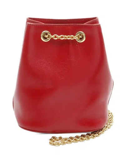 Pre-owned Celine 2011 Leather Drawstring Chain Bucket Bag In Red