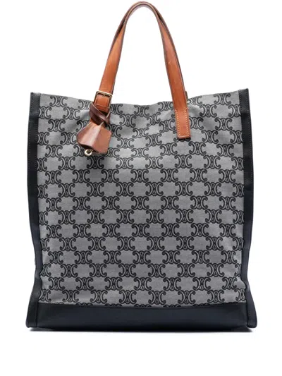 Pre-owned Celine 2011 Macadam Canvas Vertical Tote Bag In Gray