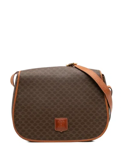 Pre-owned Celine 2011 Macadam Coated Canvas Crossbody Bag In Brown