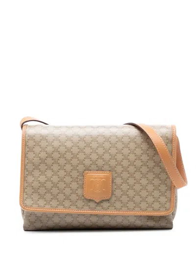 Pre-owned Celine 2011 Macadam Coated Canvas Crossbody Bag In Brown