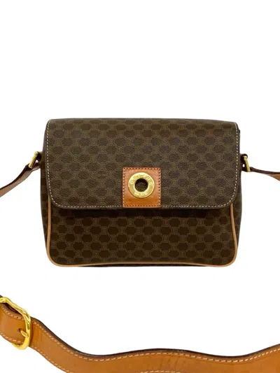 Pre-owned Celine 2011 Macadam Coated Canvas Crossbody Bag In Brown