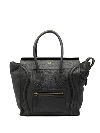Pre-owned Celine 2011 Micro Drummed Calfskin Luggage Tote Bag In Black