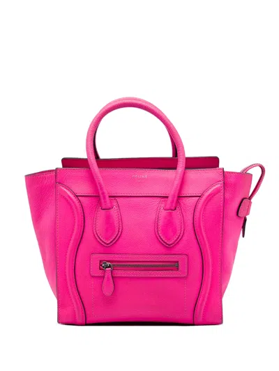 Pre-owned Celine 2011 Micro Drummed Calfskin Luggage Tote Bag In Pink