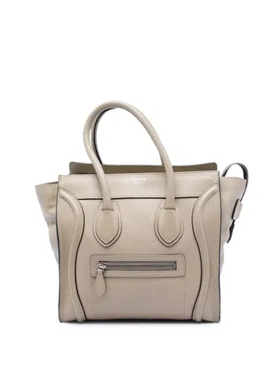 Pre-owned Celine 2011 Micro Leather Luggage Tote Bag In Neutrals