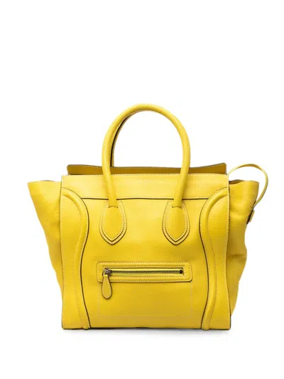 Pre-owned Celine 2011 Micro Leather Luggage Tote Bag In Yellow