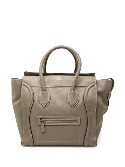 Pre-owned Celine 2011 Mini Calfskin Luggage Tote Bag In Brown