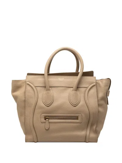 Pre-owned Celine 2011 Mini Grained Calfskin Luggage Tote Bag In Brown