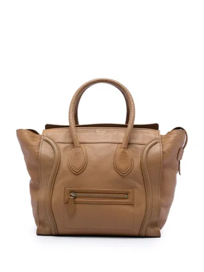 Pre-owned Celine 2011 Mini Grained Calfskin Luggage Tote Bag In Brown