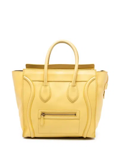 Pre-owned Celine 2011 Mini Leather Luggage Tote Bag In Yellow