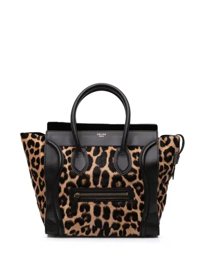 Pre-owned Celine 2011 Mini Pony Hair Leopard Print Luggage Tote Bag In Brown