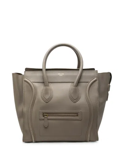 Pre-owned Celine 2011 Mini Smooth Calfskin Luggage Tote Bag In Grey