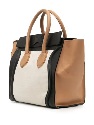 Pre-owned Celine 2011 Mini Tricolor Calfskin Luggage Tote Handbag In Multi