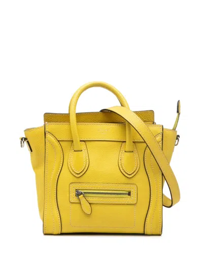 Pre-owned Celine 2011 Nano Grained Calfskin Luggage Tote Satchel In Yellow