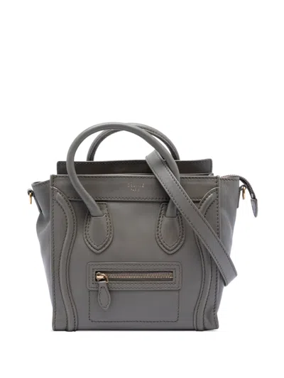 Pre-owned Celine 2011 Nano Leather Luggage Tote Satchel In Gray