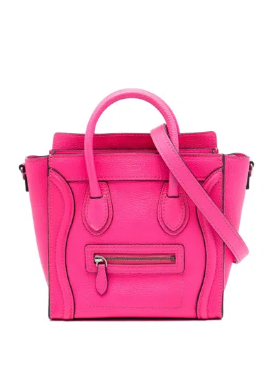 Pre-owned Celine 2011 Nano Leather Luggage Tote Satchel In Pink