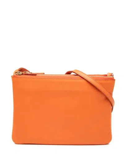 Pre-owned Celine 2011 Small Lambskin Trio Crossbody Bag In Orange