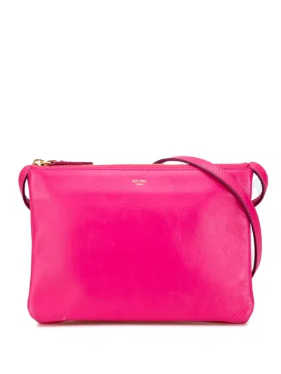 Pre-owned Celine 2011 Small Lambskin Trio Crossbody Bag In Pink