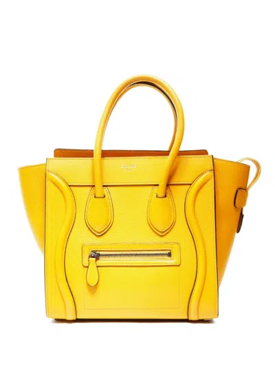 Pre-owned Celine 2011-2015 Luggage Micro Shopper Handbag In Yellow