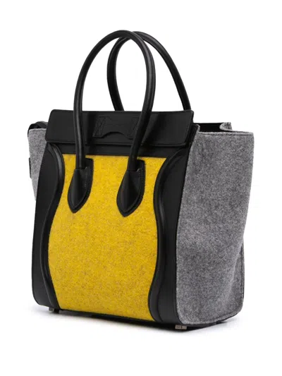 Pre-owned Celine 2012-2018 Micro Tricolor Felt Wool And Calfskin Luggage Tote Bag
