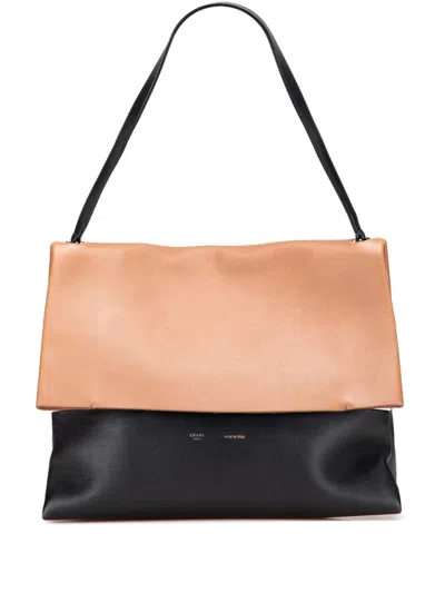Pre-owned Celine 2012-2018 Tricolor Leather All Soft Shoulder Bag In Brown