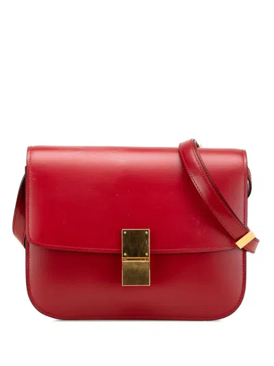 Pre-owned Celine 2012-2024 Medium Calfskin Classic Box Crossbody Bag In Red