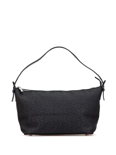 Pre-owned Celine 2012 C Macadam Canvas Shoulder Bag In Black