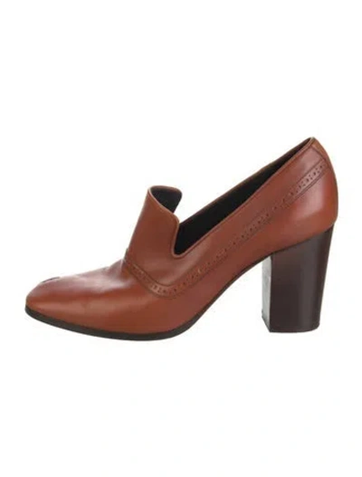 Pre-owned Celine 2012 Céline Leather Wingtip Pumps In Brown