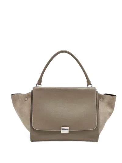 Pre-owned Celine 2012 Large Trapeze Shoulder Bag In Grey