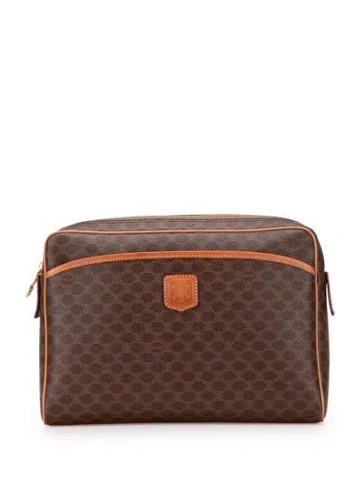Pre-owned Celine 2012 Macadam Coated Canvas Clutch Bag In Brown