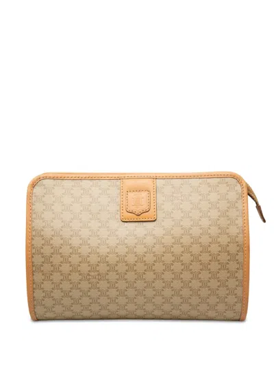 Pre-owned Celine 2012 Macadam Coated Canvas Clutch Bag In Neutrals